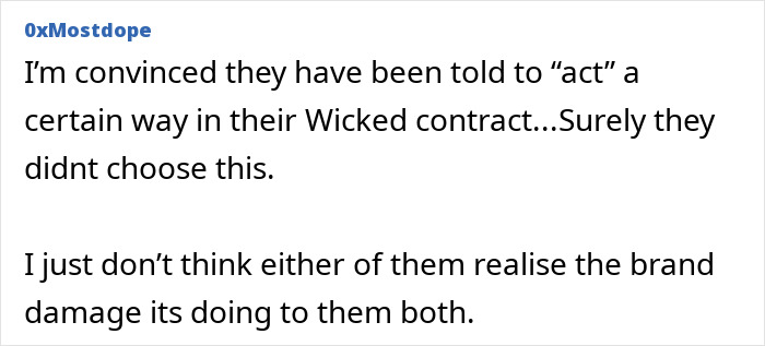 Screenshot of a user comment discussing opinions on brand damage and behavior related to fans convinced Ariana Grande plastic surgery.