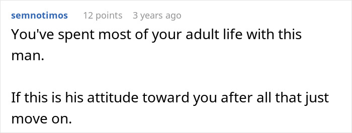 Comment text on a screen sharing advice about moving on from a partner who can't handle success.