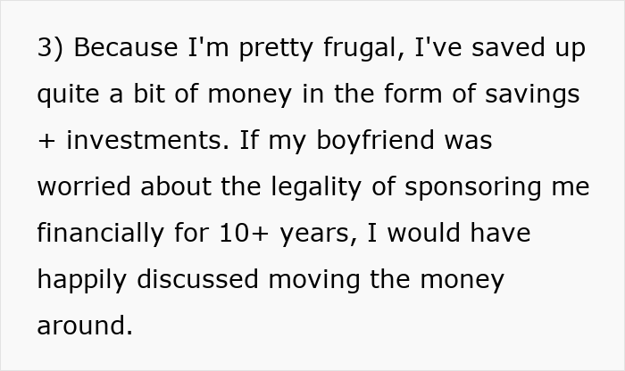 Text excerpt discussing financial savings and investments amid relationship challenges due to woman&rsquo;s success abroad.