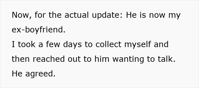 Text excerpt describing a woman&rsquo;s update after leaving the US to start a new life in France due to boyfriend&rsquo;s struggle with her success.