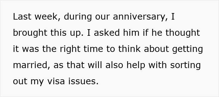 Text excerpt about a woman discussing marriage and visa issues as she plans a new life in France due to relationship challenges.