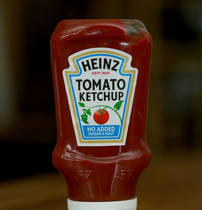 Bottle of Heinz tomato ketchup with no added sugar and salt, illustrating insider experiences of nepo babies.