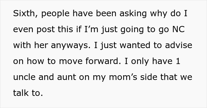 Text excerpt explaining family dynamics and moving forward despite a bride mad cousin dress wedding conflict.