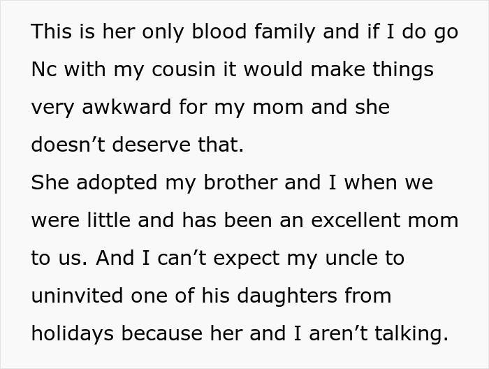 Text excerpt discussing family tensions involving a bride, her mad cousin, and wedding dress conflicts.