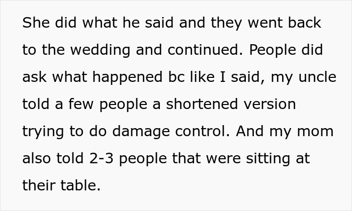 Text excerpt from a story about a bride and her mad cousin causing drama over a wedding dress at the wedding.