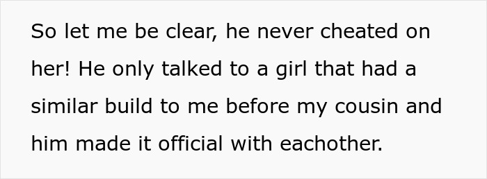 Text about a bride mad at her cousin over a dress and relationship between the cousin and another girl.