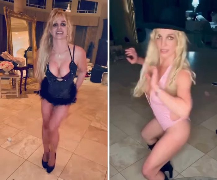 Britney Spears dancing indoors in revealing outfits amid concerns about sadness and darkness impacting her well-being. Britney Spears dancing indoors in revealing outfits amid concerns about sadness and darkness impacting her well-being.