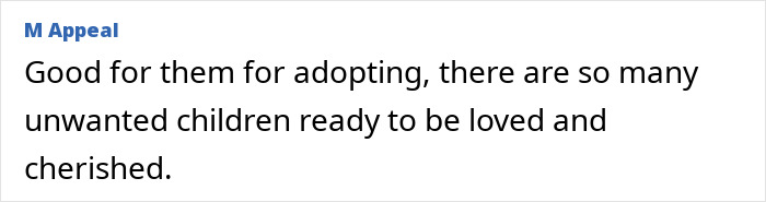 Comment praising adoption, highlighting many unwanted children needing love, related to Millie Bobby Brown adopting a baby at 21. Comment praising adoption, highlighting many unwanted children needing love, related to Millie Bobby Brown adopting a baby at 21.