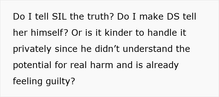 Alt text: Text asking about telling the truth regarding a teen&rsquo;s sprain and c*****d ribs during a family visit.