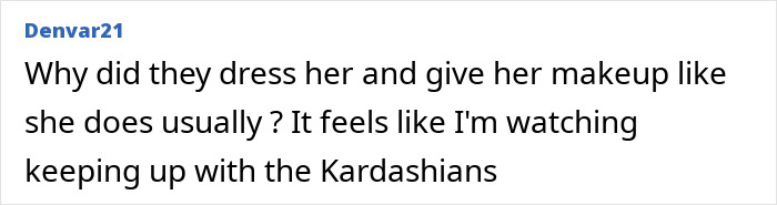 Comment about All's Fair premiere with Kim Kardashian, questioning her dress and makeup resembling Keeping Up with the Kardashians.