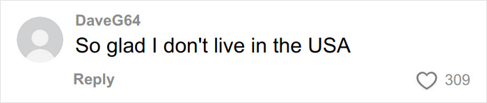 Comment expressing relief about not living in the USA, highlighting concerns related to pay for ambulance rides in America.