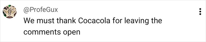 Screenshot of a social media comment thanking Coca-Cola for leaving comments open on their holiday commercial.