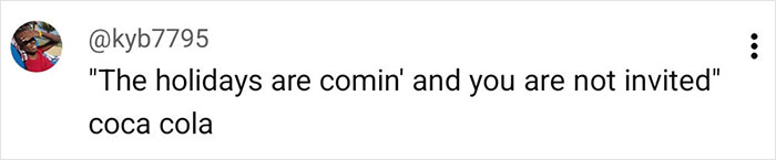 Social media post quoting holiday message mentioning Coca-Cola, related to holiday commercial and AI prompts.