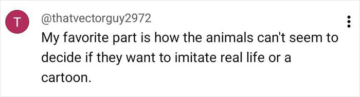 Comment about animals struggling to decide between imitating real life or cartoons, related to Coca-Cola AI holiday commercial.