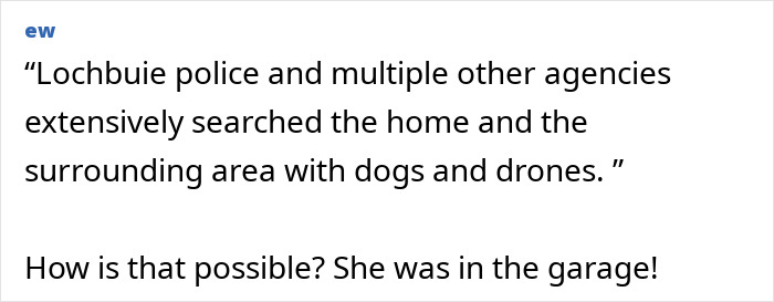 Police and agencies searching extensively with dogs and drones, missing woman&rsquo;s body discovered in garage after years