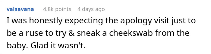 Comment on a forum post questioning an Indian grandmother&rsquo;s demand for a DNA test over baby&rsquo;s pale skin.