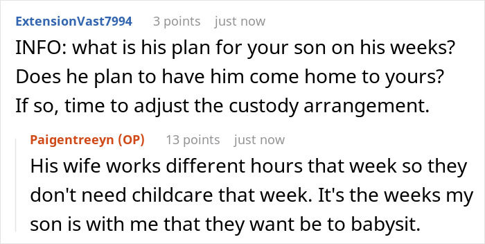Screenshot of a conversation discussing custody arrangement and babysitting demands involving a guy cheating on his wife. Screenshot of a conversation discussing custody arrangement and babysitting demands involving a guy cheating on his wife.