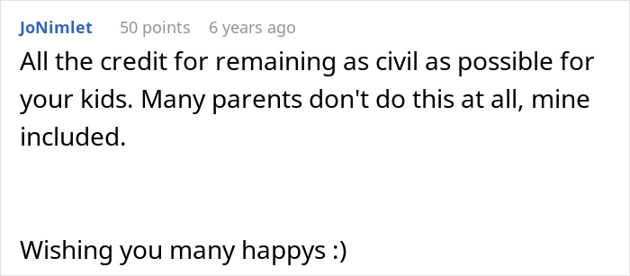 Screenshot of a user comment praising a woman who deals with a toxic ex and his constant threats with resilience.