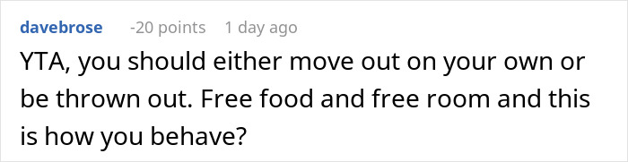 Comment discussing a guy expecting free babysitting from his girlfriend&rsquo;s son and being shocked when told it&rsquo;s not his responsibility.