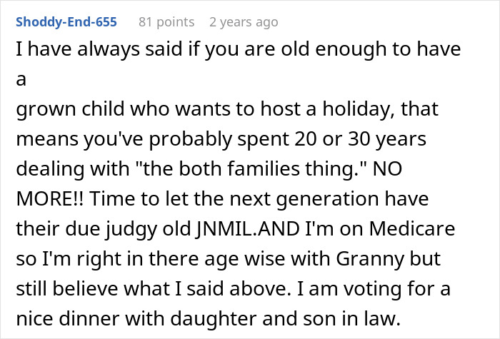 Alt text: Woman wants to celebrate Thanksgiving with her kid while mother-in-law explodes over holiday plans discussion.