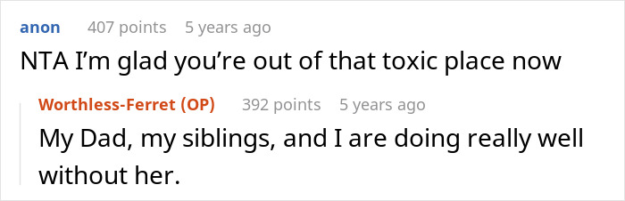 Screenshot of an online discussion where a user expresses relief over going no contact after a mom throws a fit about a name change. Screenshot of an online discussion where a user expresses relief over going no contact after a mom throws a fit about a name change.