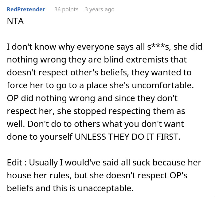 Online discussion about MIL making son's girlfriend sleep separately due to not praying or attending church beliefs.