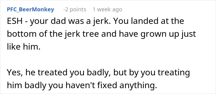 Comment on a forum discussing a teen giving his father a reality check, highlighting the gift of having his eyes opened.