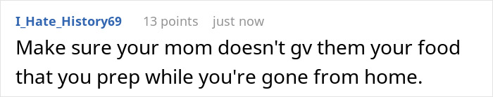 Comment about a sibling warning to prevent the golden child brother from getting free meals by others.