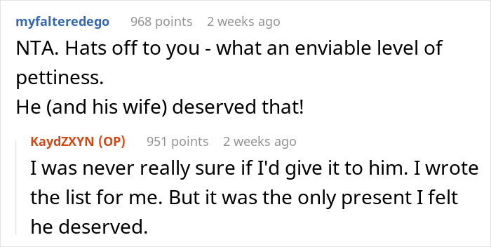 Reddit conversation showing a teen giving his father a reality check on his 50th birthday gift of having his eyes opened.