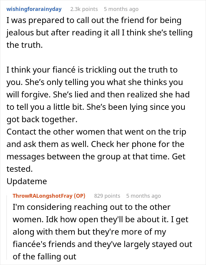 Alt text: Reddit conversation discussing bride breaking no dating rule and groom shocked as MOH claims cheating during relationship break. Alt text: Reddit conversation discussing bride breaking no dating rule and groom shocked as MOH claims cheating during relationship break.