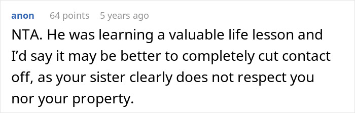 Screenshot of an online discussion about a woman who took back her nephew&rsquo;s Christmas gift, sharing opinions on respect and boundaries.