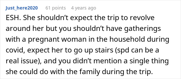 Comment discussing MIL telling DIL the world doesn&rsquo;t revolve around her pregnancy after repeated complaints.