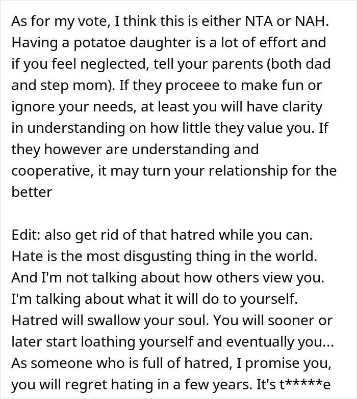 Sad teen refusing to visit special needs stepsister in hospital, expressing feelings of neglect and emotional struggle.