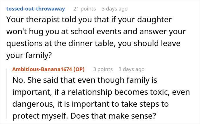 Screenshot of a Reddit conversation discussing a man enduring a teen&rsquo;s rude attitude and considering leaving his family.