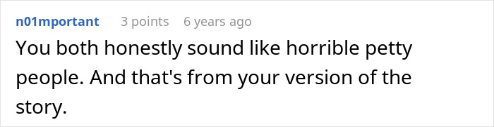 Screenshot of an online comment discussing toxic ex and threats, highlighting drama and conflict in a personal story.