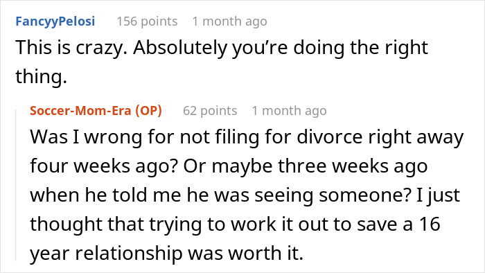 Screenshot of a conversation about a man wanting to be single but not divorced while finding a girlfriend and facing a breakup.