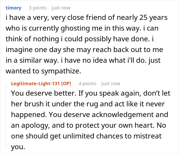 Conversation about a best friend no contact situation, discussing feelings and advice on handling the return.