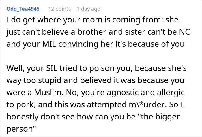 Screenshot of an online discussion about a woman&rsquo;s Thanksgiving conflict after learning her sister-in-law&rsquo;s true feelings.