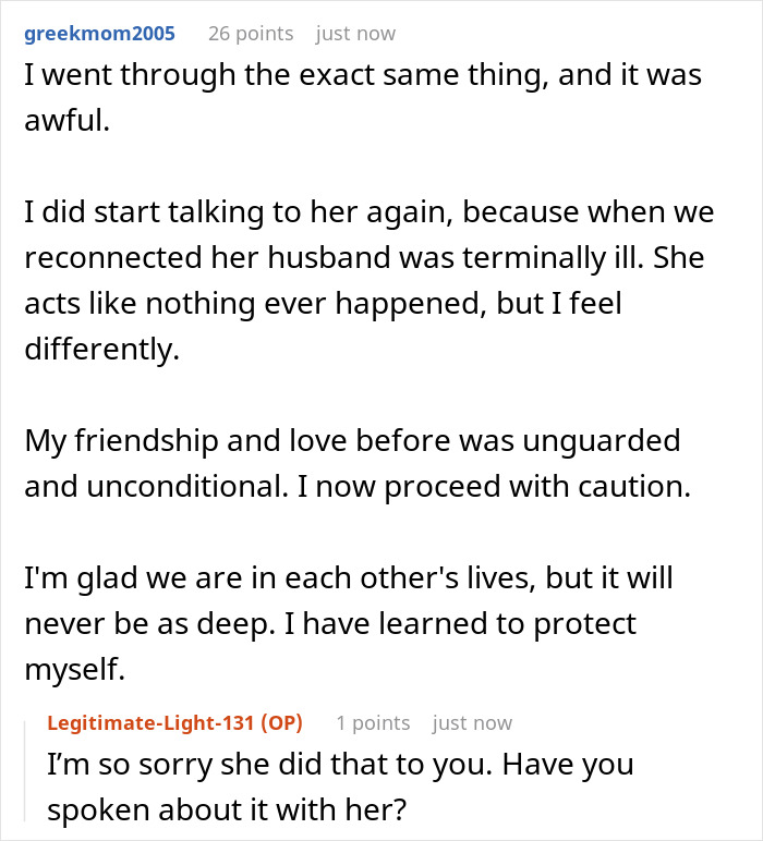 User sharing experience about best friend no contact returns and learning to protect themselves after reconnecting.