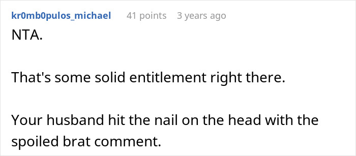 Commenter discusses entitlement in a bride wanting to upgrade honeymoon at bridesmaid's expense and receiving a reality check.