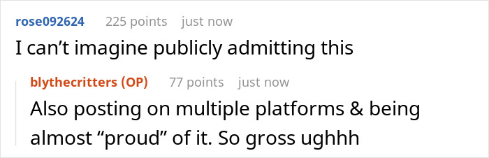 Screenshot of a Reddit conversation criticizing an influencer for partying while contagious, calling it gross and irresponsible. Screenshot of a Reddit conversation criticizing an influencer for partying while contagious, calling it gross and irresponsible.