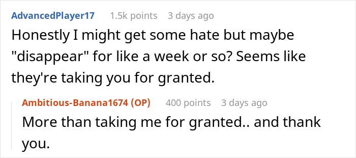 Screenshot of a Reddit conversation discussing enduring a teen&rsquo;s rude attitude and contemplating family issues.