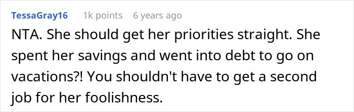 Comment discussing daughter spending money irresponsibly, affecting priorities and finances related to surgeries.