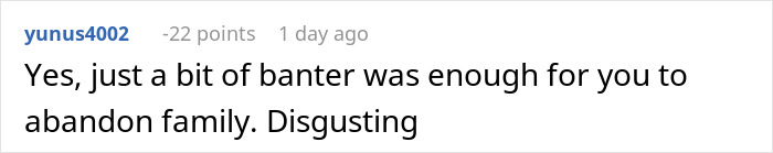 Reddit comment expressing disgust over someone wanting to skip Thanksgiving after mom’s unhinged text message. Reddit comment expressing disgust over someone wanting to skip Thanksgiving after mom’s unhinged text message.