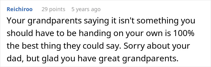 Comment expressing sympathy for a teen leaving home after dad chooses his girlfriend over her, appreciating supportive grandparents.