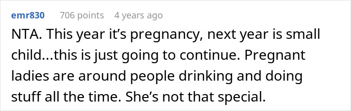 Comment discussing a MIL telling DIL the world doesn&rsquo;t revolve around her pregnancy after repeated complaints.