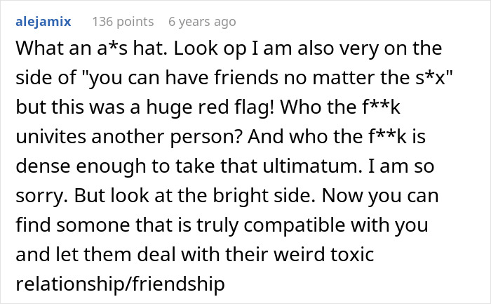 Comment discussing a guy refusing to accept break-up after a romantic trip with a female friend and relationship red flags. Comment discussing a guy refusing to accept break-up after a romantic trip with a female friend and relationship red flags.