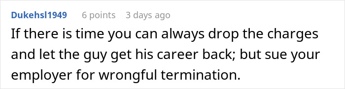 Comment about wrongful termination related to person taking $1.8K office chair seriously and losing job over it. Comment about wrongful termination related to person taking $1.8K office chair seriously and losing job over it.
