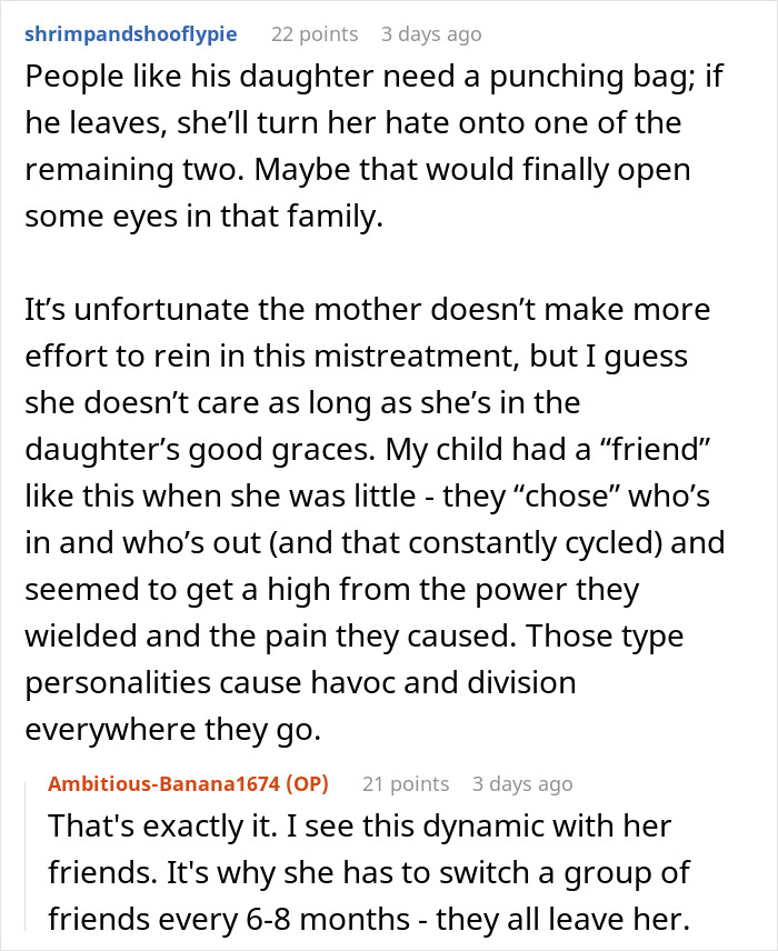 Reddit conversation discussing a man enduring a teen&rsquo;s rude attitude and considering leaving his family over ongoing mistreatment.