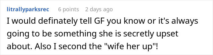 Screenshot of a forum comment discussing relationship advice after man cuts ties with his mother over texts to his girlfriend.